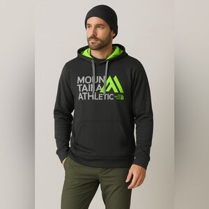 The North Face Mountain Athletics Hoodie | Dark Gray & Neon Green | Men’s XL